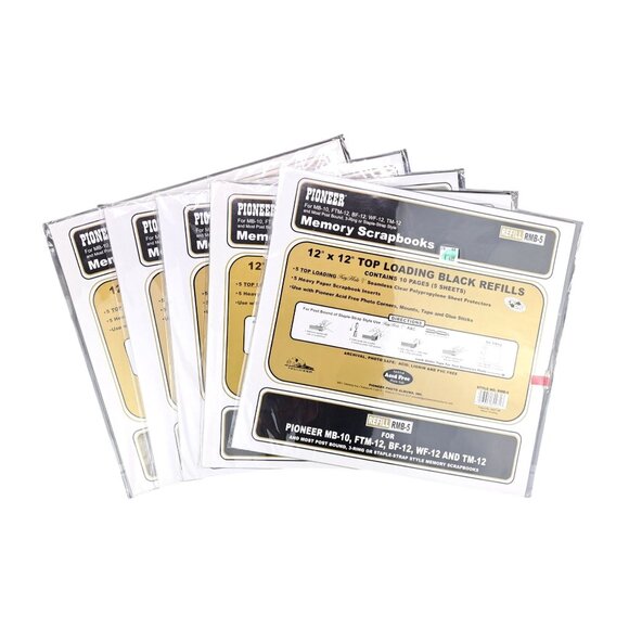 Pioneer 12" x 12" Top Loading Black Refills Memory Scrapbooks Lot 5 Packs RMB-5 - Picture 1 of 5